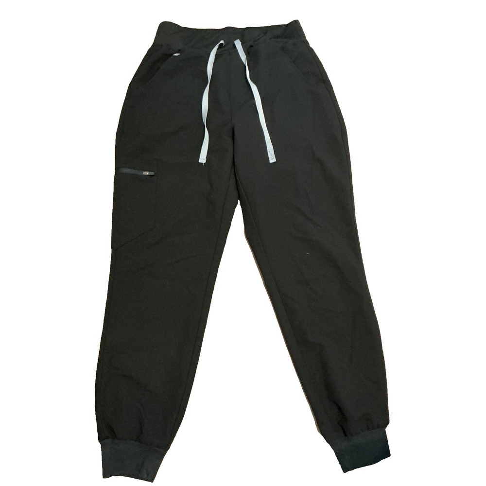 FIGS Zamora Cargo Jogger Pants Zipped Pocket Medical Scrub Black Woman's Small